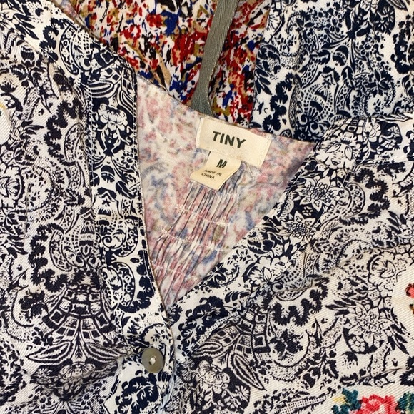 Anthro Tiny Floral Damask Mixed Media Buttondown Belted Shirtdress Dress - Picture 13 of 13